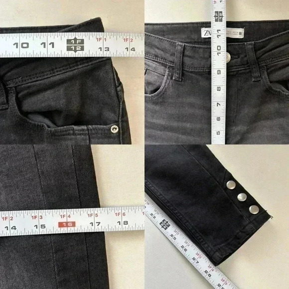 Zara High Rise Skinny Jeans Ankle Snaps Washed Black Size 2 - Picture 12 of 14
